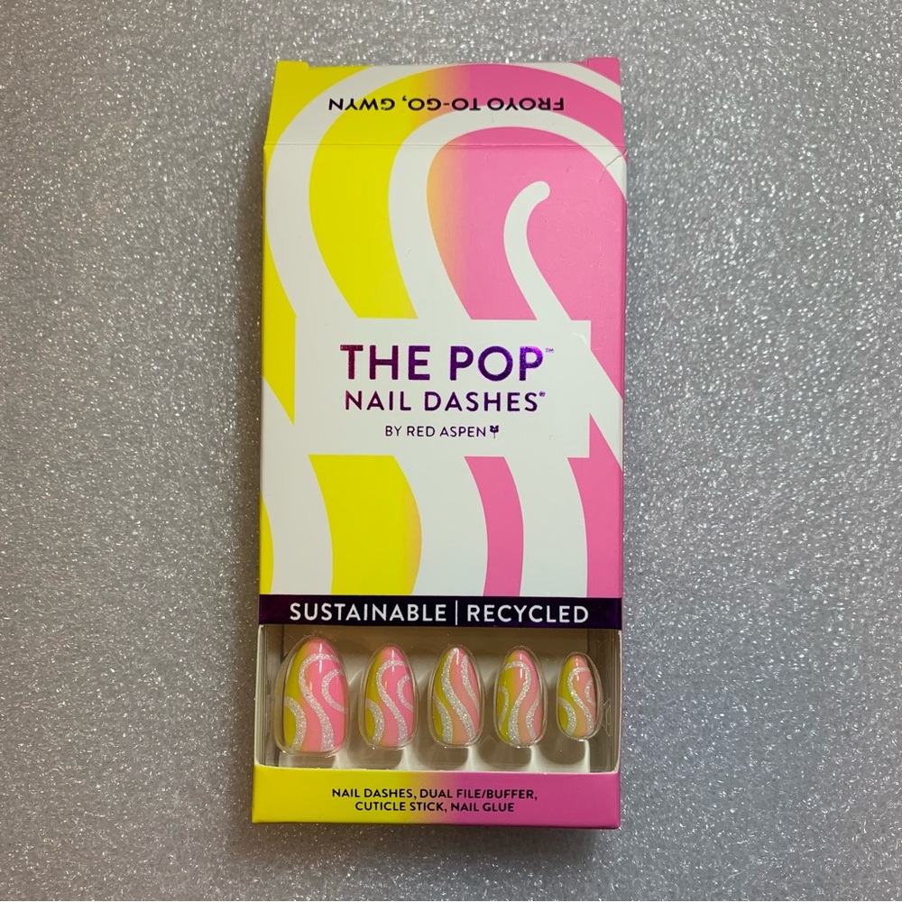 Red Aspen - Pink & Yellow Swirl Press-On Nails